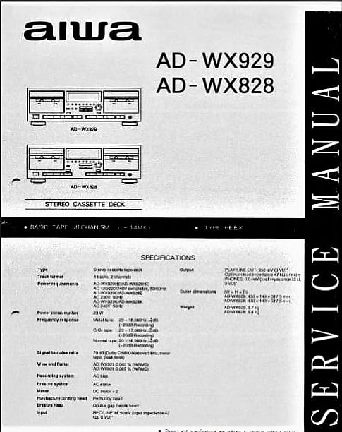 AIWA AD-WX 929/828 SERVICE-Anleitung-MANUAL-Guide~English~portofrei als DOWNLOAD image 1