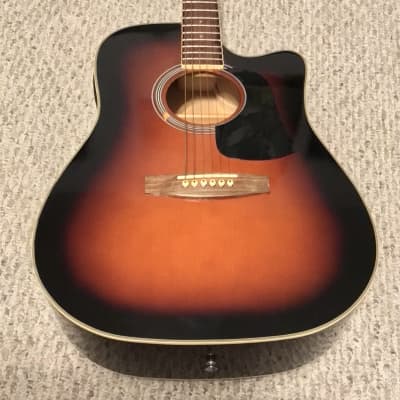 Aria Acoustic Electric 6-String Guitar AW-20CE BS Tobacco SunBurst Dreadnought image 10