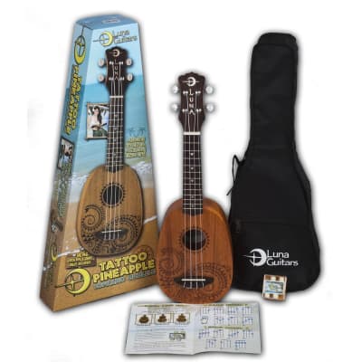 Luna Tattoo Mahogany Soprano Pineapple Ukulele Pack image 1