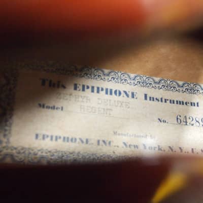 Epiphone Zephyr Deluxe Regent 1953 Tobacco Burst with original case! image 5