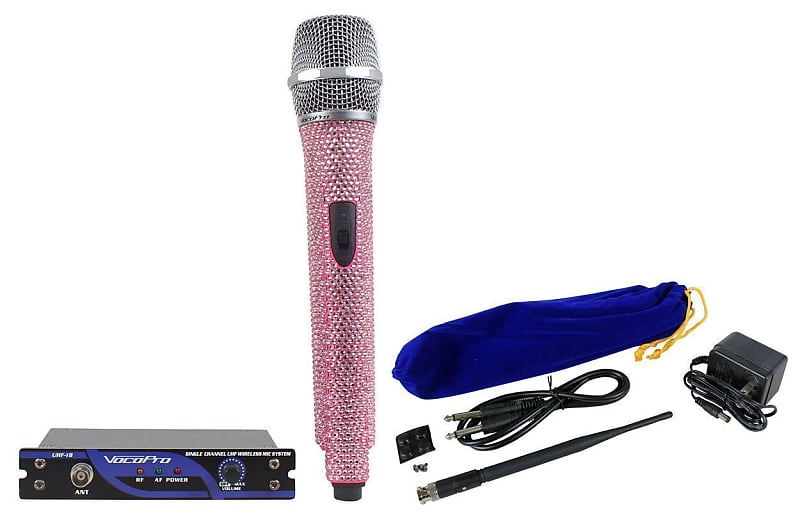 Vocopro UHF 18 Diamond Pink UHF Wireless Microphone Mic System Pink Crystal Mics