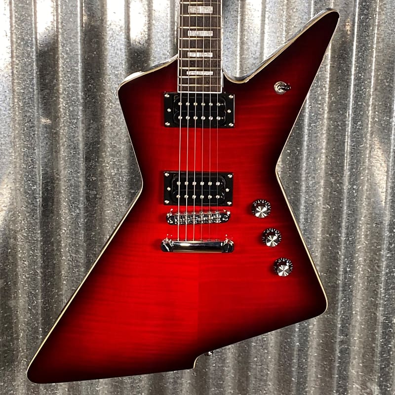 Westcreek Revenge Explorer Guitar Flame Transparent Red Burst | Reverb