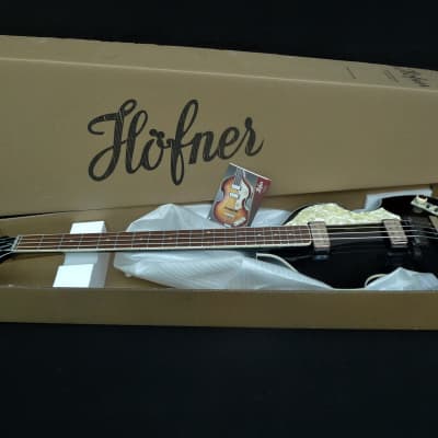 Hofner HCT-500/1-BK Contemporary Beatle Bass Trans BLACK, Custom with Tea Cup Knobs & LaBella Flats image 3