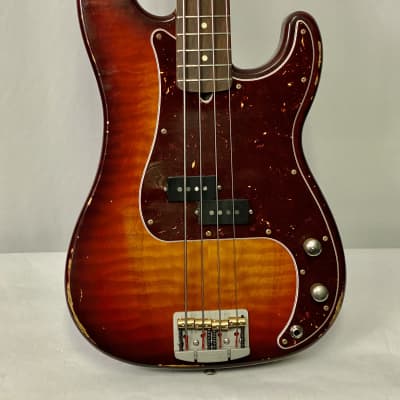 Woodcraft PB4 P-Bass Style Flame-Maple Top 4-String Bass 34" Scale image 2