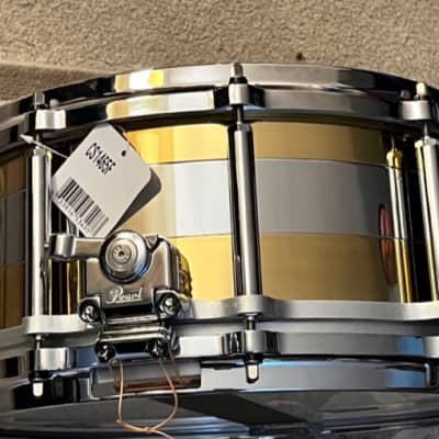 Pearl  Chad Smith Signature Tricolon 6.5x14 Snare Drum RARE 2015 Steel and Polished Brass image 4