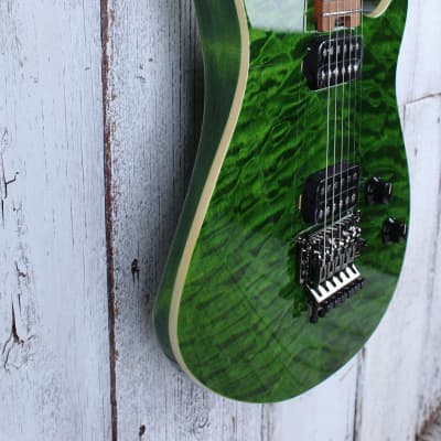 EVH Wolfgang WG Standard QM Electric Guitar Quilt Maple Top Transparent Green image 9