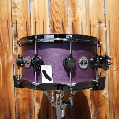 DW USA Collectors Series - Lavender Satin Oil - 6.5 x 14" Pure Maple SSC /VLT Shell Snare Drum w/ Black Nickel Hdw. (2023) image 1
