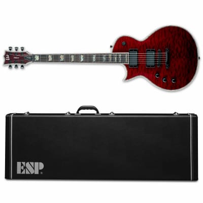 ESP LTD Deluxe EC-1000 LH QM STBC Left-Handed See Thru Black Cherry Electric Guitar + ESP HARD CASE for sale