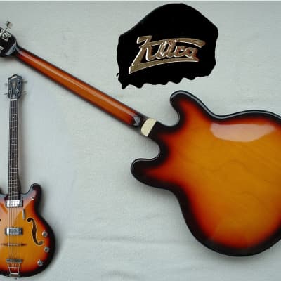 Klira Merkur De Luxe Vintage 1968 Germany Bass-Guitar "Sunburst" 4 String Semi-Hohl Gutaway E-Bass image 3