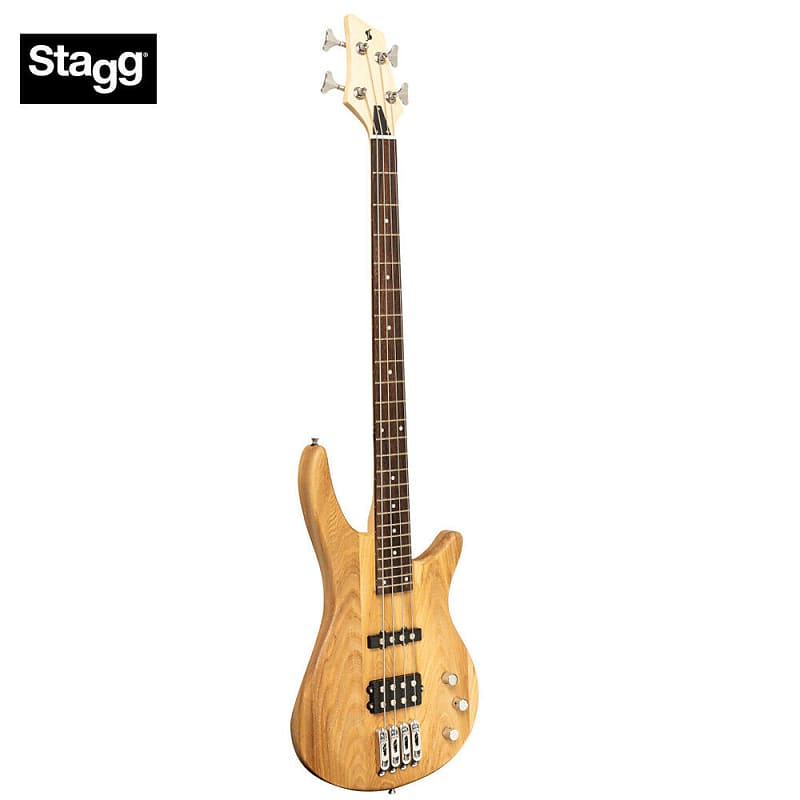 Stagg Fusion 40 Solid Ash Body 4-String Electric Bass Natural SBF-40 NAT image 1
