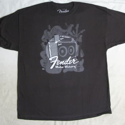FENDER "Make History" graphic Guitar Amp T-Shirt - Dark Gray - Men's Large - NEW image 2