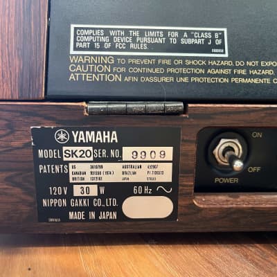 Yamaha SK-20 Symphonic Ensemble Synthesizer 1979 - 1980 - Black image 5