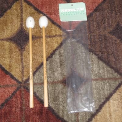 ONE pair new old stock Regal Tip 607SG, GOODMAN # 7 BRILLIANT STACCATO TIMPANI MALLETS - hard oval core covered with oval shaped cream-ish damper white felt, hard rock maple handles / shaft (includes packaging) image 1