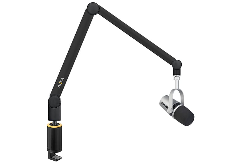 Yellowtec Bundle | Black Microphone Arm M w/ Table Clamp and MV7-S Dynamic Microphone (Silver) image 1
