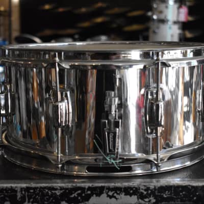 Vintage Ludwig Blue and Olive 1980s Chrome Over Wood 6.5x14 image 3