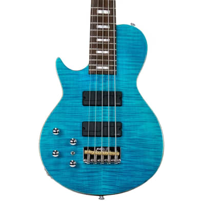 Sawtooth Americana Heritage Series Left Handed Cali Blue Flame 5-String 24 Fret Electric Bass Guitar w Fishman Fluence Pickups and Padded Gig Bag for sale