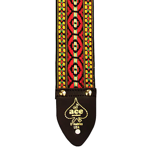 D'Andrea 2" Ace Vintage Reissue Guitar Strap Bohemian Red ACE-4 image 1