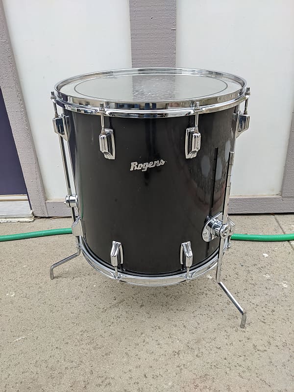 Early 1970s Rogers 16 x 16" Black Wrap Floor Tom - Looks Really Good - Sounds Great! image 1