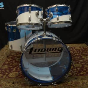 Ludwig 1970s Vistalite 5 PC Drumset Blue and White Swirl image 2