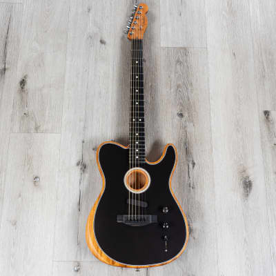 Fender American Acoustasonic Telecaster Electric Acoustic Guitar, Black image 3