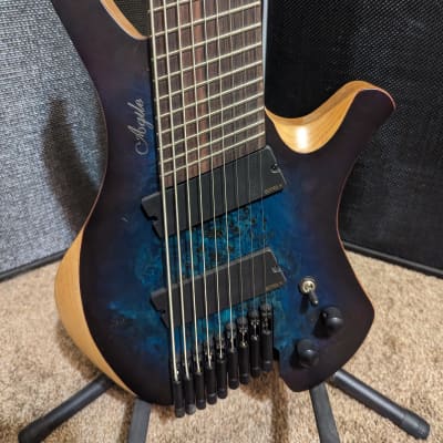 Agile Chiral Parallax 92528 EB EMG SS 9-String Headless Guitar - 2022 - Satin Blue / Purple - with Hard Case image 2