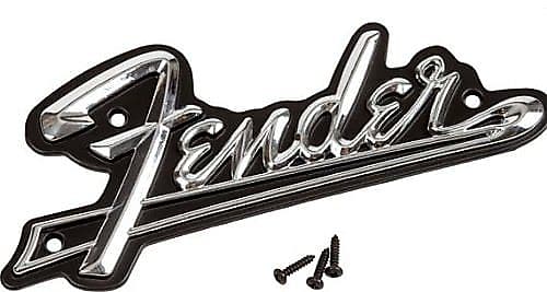 Genuine Fender Amplifier Parts - Blackface Metal Amp Logo Plate with Screws image 1