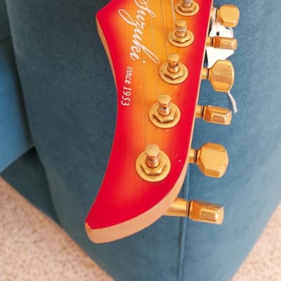RARE Suzuki Electric Guitar 'Since 1953' HSS Bolt-On 24-Fret Red/Orange/Gold image 15