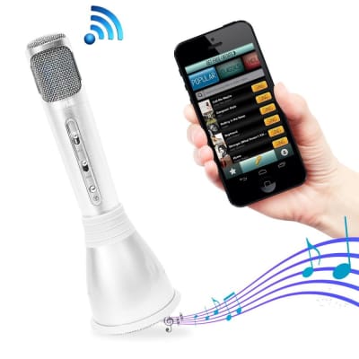 Pyle PKRK68MC - Bluetooth Karaoke Microphone Speaker System with Wireless Megaphone-Style Mic Broadcasting