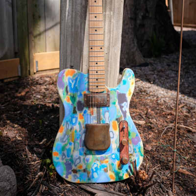 Custom Telecaster - Abstract Painting on Reclaimed Wood for sale
