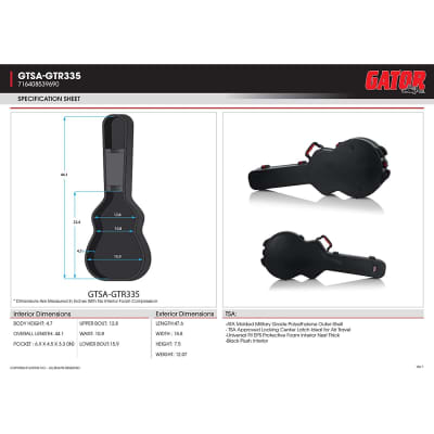 Gator Cases TSA Series ATA Case for Gibson 335® & Semi Hollow Electric Guitars image 10