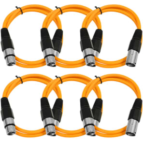 SEISMIC AUDIO (6 PACK) Orange 3' XLR Patch Cables Snake image 3