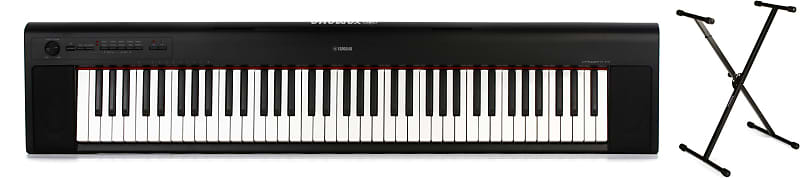 Yamaha Piaggero NP-32 76-key Piano with Speakers - Black  Bundle with On-Stage Stands KS7190 Classic Single-X Stand image 1