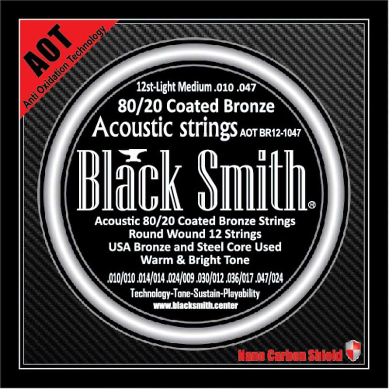 BLACKSMITH 80/20 Bronze Acoustic 12 String Set,  Nano-Carbon Coated - Light Medium 010 - 047 image 1