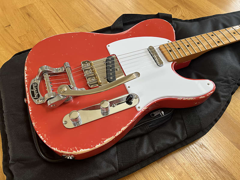 Fender Telecaster Partscaster, MJT Body, Bigsby, Fiesta Red, Vintera Neck, 50s Relic Road Worn Guitar, Nitro Lacquer image 1