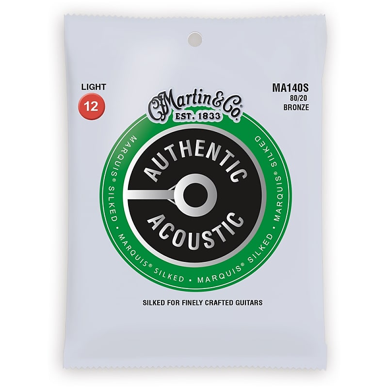 Martin MA140S Authentic Acoustic Marquis Silked 80/20 Bronze Acoustic Guitar Strings - Light (.12 - .54) image 1