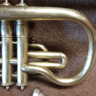 C. Bruno And Son Vintage c1888  Shepherd Crook Raw Brass Cornet In Excellent Playing Condition image 8
