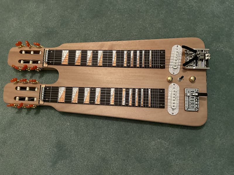 LAP STEEL guitar double neck Mahogany, home assembly open D and C6 with benders image 1