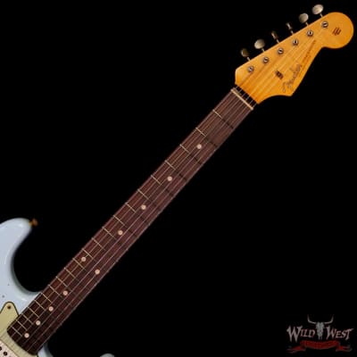 Fender Custom Shop 1962 Stratocaster Hand-Wound Pickups AAA Dark Rosewood Slab Board Relic Sonic Blue 7.65 LBS image 4
