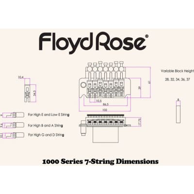 Floyd Rose FRTSSS3000 Special 7-String Tremolo System w/ Locking Nut, Gold image 2
