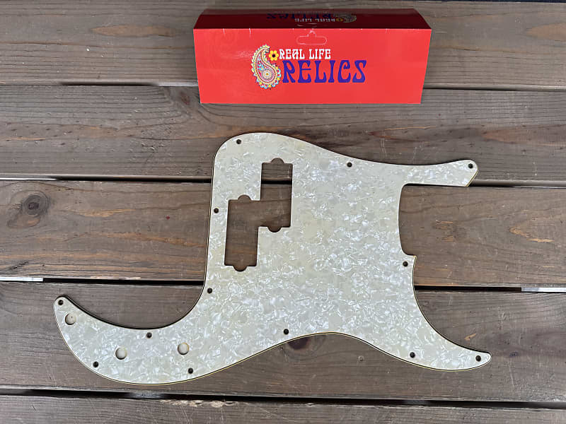 Real Life Relics Aged Precision P Bass® Pickguard Oyster Pearl 3 Ply 13 Hole. (PGAP3) image 1