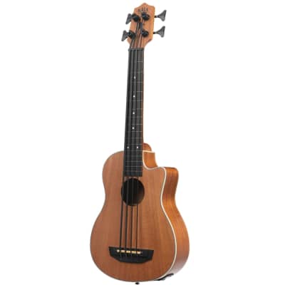 Kala U-Bass Scout Fretless Acoustic-Electric Bass, All-Mahogany Body, Natural image 3