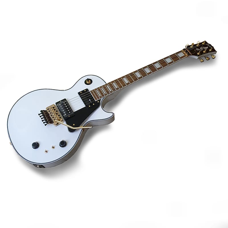 Electric Guitar With Sustainer Fernandes Burny Les Paul RLC-105S Snow White  u0026 Floyd Rose