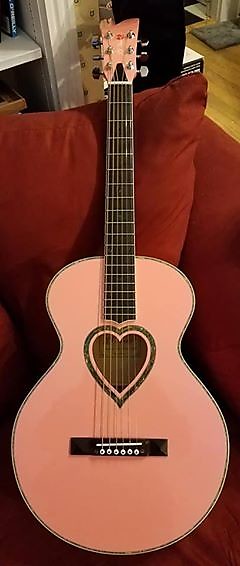 JJ Heart Pink Deep Body Style Guitar with Beautiful Inlay