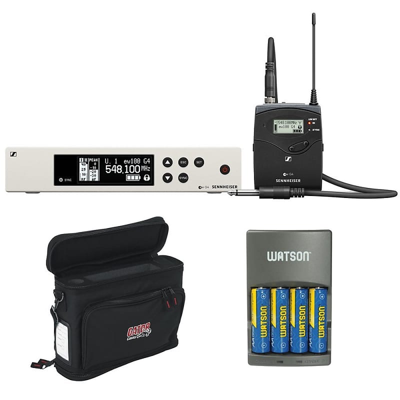 Sennheiser ew 100 G4 Wireless Instrument System with Ci 1 Guitar Cable A: (516 to 558 MHz) plus Gator Cases GM-1W Wireless Mobile Pack and 4-Hour Rapid Charger (4 AA NiMH Batteries) image 1