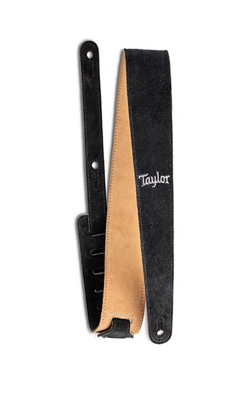 Taylor 2.5 Black Leather Guitar Strap - Black, Suede Back