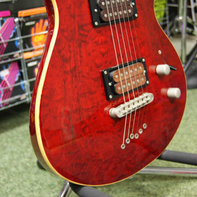 Shine electric guitar with quilted top in red - Made in Korea S/H image 1