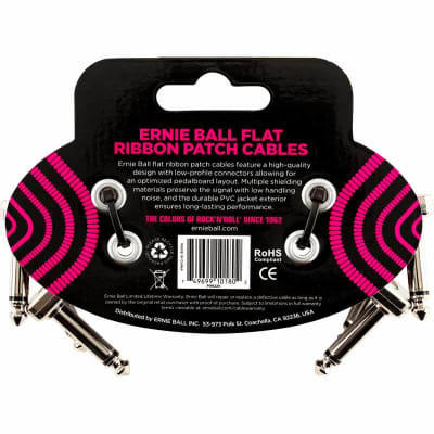 Ernie Ball 6220 Cables instrument patch pack de 3 - coudé fin & plat - 7,5 cm image 2