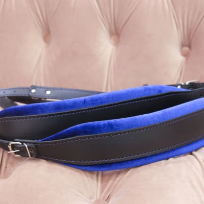 BLUE Genuine Leather Accordion 2 Shoulder Straps + bass strap  premium padding *MADE IN USA* image 2