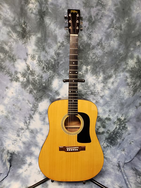 1993 Washburn D12-N Dreadnought Natural Pro Setup New Strings | Reverb