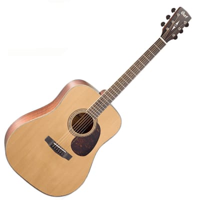 Cort Earth100 Natural Solid Spruce Top Mahogany Bone Dreadnought Acoustic Guitar for sale